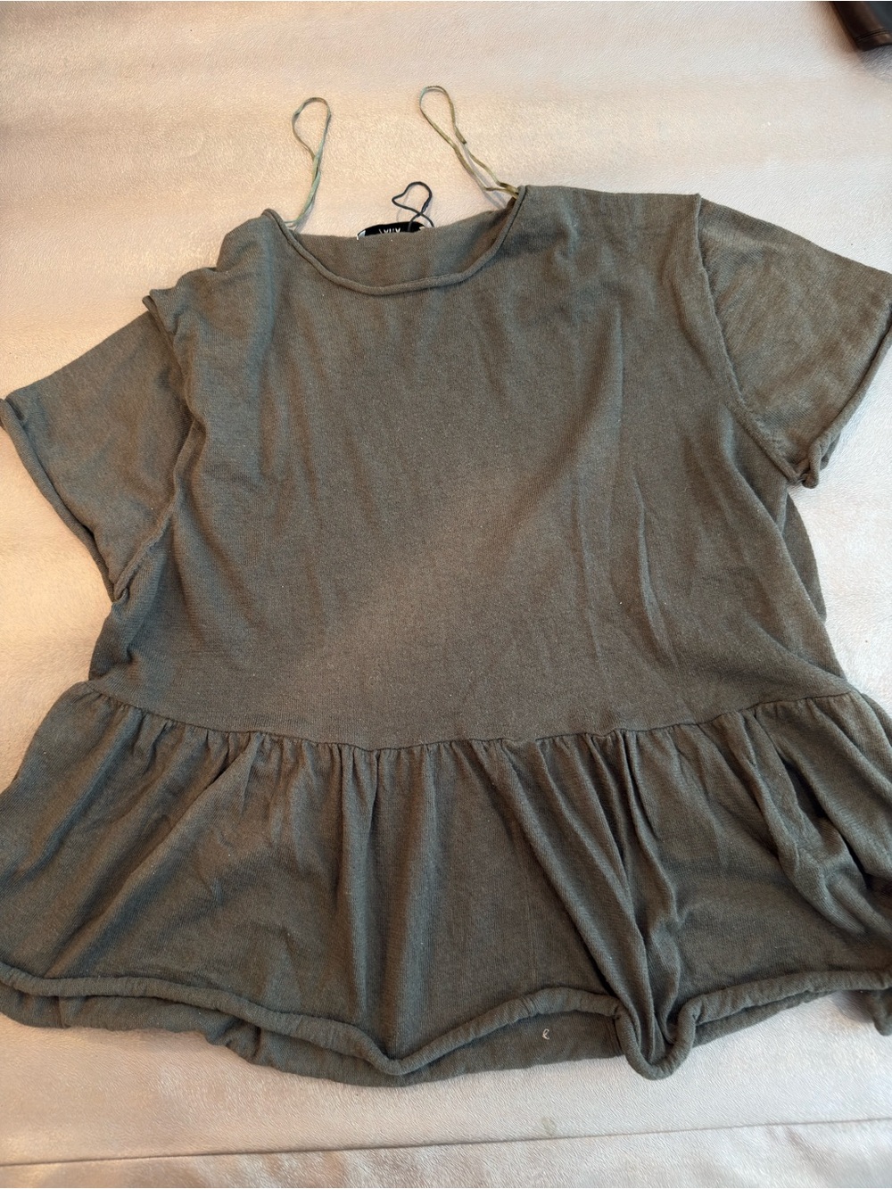 Zara Olive Green Peplum Tee
